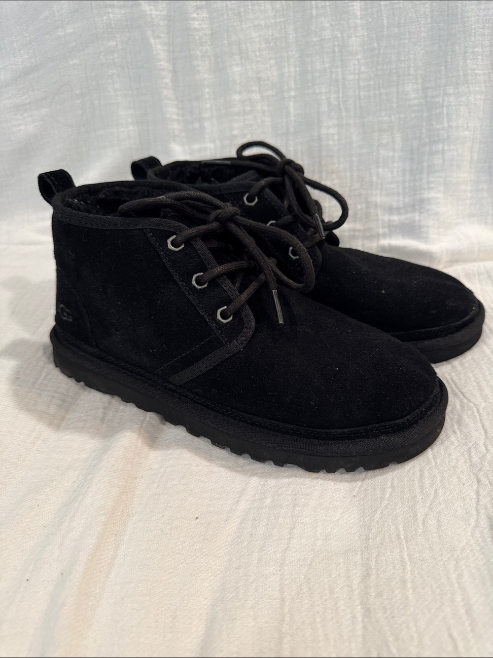 UGG Black Suede Neumel Lace-Up Boots womens size 7